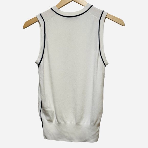 NWT Zara Sleeveless Top Stretch Knit Preppy Nautical White Navy Women’s Small - Picture 4 of 9